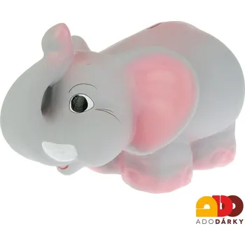 Pokladnička Pokladnička slon s chobotem šedorůžový 35 cm (Pokladnička ve tvaru velkého troubícího slona)