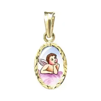 Přívěsek Aljančič Ochranný andílek 002R miniaturní medailonek ke křtu děvčete