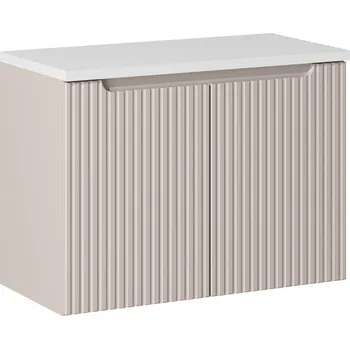 Policová skříň Závěsná skříňka pod umyvadlo Nova Cashmere I s deskou 80 cm kašmír/bílá