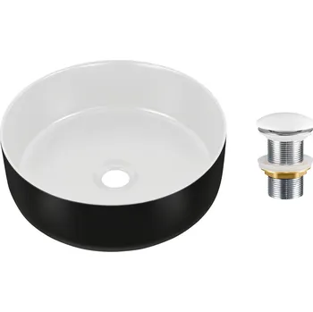 Umyvadlo Sada keramického umyvadla s výpustí SIMPLE 36 cm bílé/černé