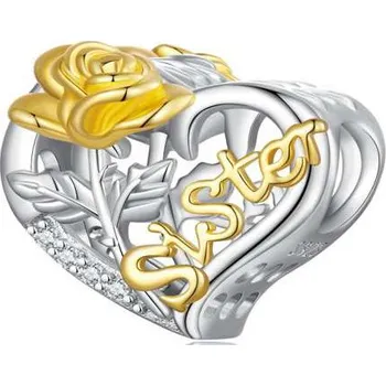 Módní doplněk NUBIS® Stříbrný přívěšek korálek na náramek Sister - B0903