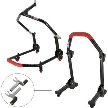 SEFIS M20U přední sklopný pojízdný stojan do krku řízení a zadní stojan set- 2v1