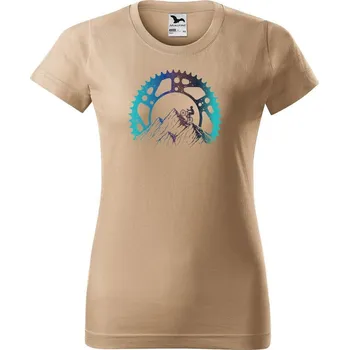 Dámské tričko DOBRÝ TRIKO Dámské tričko s potiskem Horská jízda Barva: Písková, Velikost: 2XL