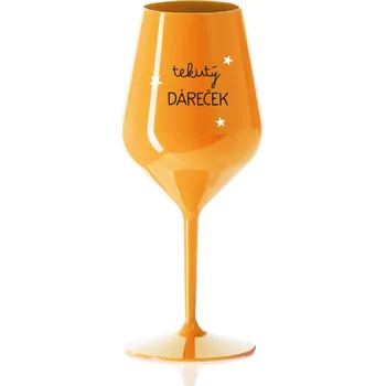 Sklenice TEKUTÝ DÁREČEK - oranžová nerozbitná sklenice na víno 470 ml