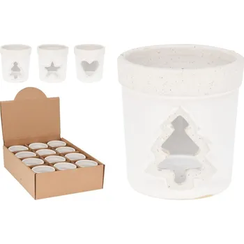 Svícen svícen 7x8cm, 3druhy, béžový, keramika