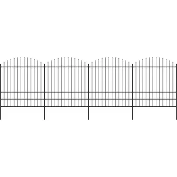 Plot vidaXL Zahradní plot s kopím nahoře ocelový 714,5 x 200 cm černý