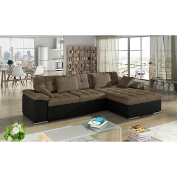 Sedací souprava Rozkládací rohová sedačka MIA L hnědá / černá