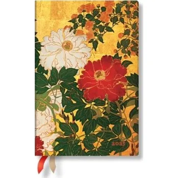 Cizojazyčná kniha Natsu (Rinpa Florals) Mini 12-month Horizontal Softcover Flexi Dayplanner 2025 (Elastic Band Closure) - Paperblanks