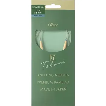 Jehlice Clover kruhové otočné fixní jehlice Pro Takumi 80cm 5,5mm (Clover Circular knitting needles PRO Takumi)