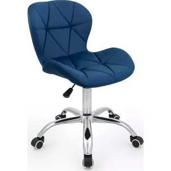 LuxuryForm DESIGN Kosmetická židle LIVIO VELUR na stříbrné podstavě s kolečky - modrá