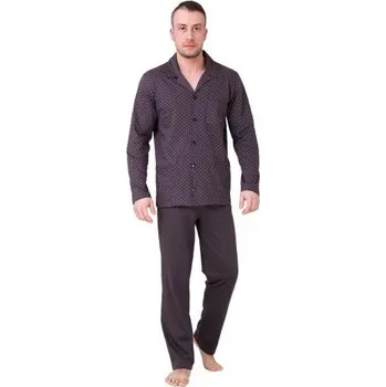 Pánské pyžamo Pánské pyžamo Roger 576/02 HOTBERG hnědá tmavá XXL