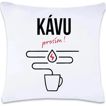 Dekorativní polštářek DOBRÝ TRIKO Polštář s potiskem 40 x 40 cm Kávu prosím Oboustranný tisk: NE