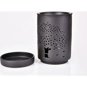 Aroma lampa Dedra Innovations XXL Keramická aromalampa s dekorem stromu, matná černá
