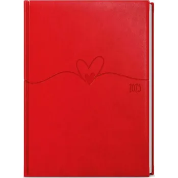 Diář Diář 2025 Týdenní diář - Oskar - Vivella s ražbou - A5 - červená - Srdce (BTO61-6-25)