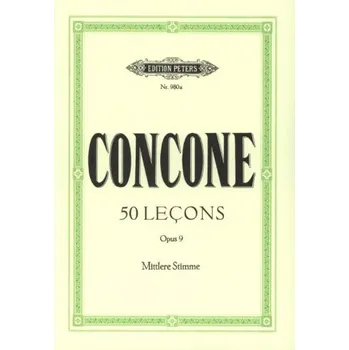 Giuseppe Concone: 50 Lecons op. 9 - Medium Voice (noty na klavír, zpěv)