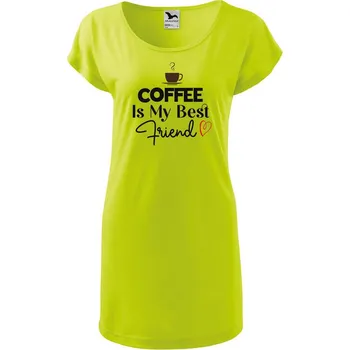 Dámské tričko DOBRÝ TRIKO Dámské tričko/šaty Coffee is my friend Velikost: L, Barva: Limetková