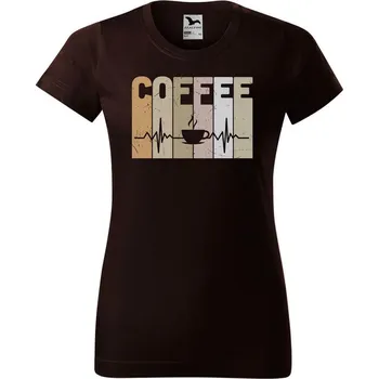 Dámské tričko DOBRÝ TRIKO Dámské tričko s potiskem Tep srdce coffee Barva: Bílá, Velikost: 2XL