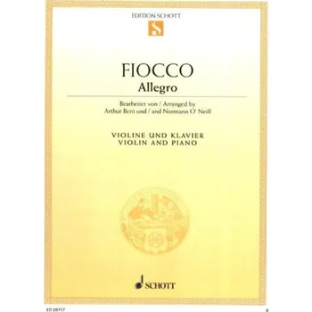 Joseph-Hector Fiocco: Allegro (noty na housle, klavír)