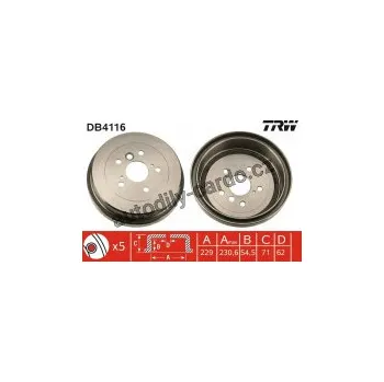 Brzdový buben Brzdový buben TRW DB4116 - TOYOTA