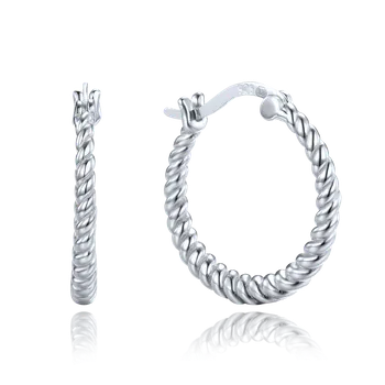 Náušnice Moonlit Stříbrné kruhové náušnice s elegantním krouceným designem
