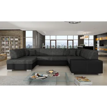 Sedací souprava Rozkládací rohová sedačka HABANA černá melír / černá