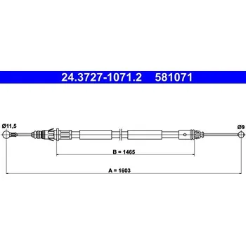 Lanko parkovací brzdy Tažné lanko, parkovací brzda ATE 24.3727-1071.2