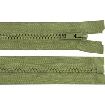 Zip Kostěný zip No 5 délka 50 cm bundový - zelená khaki
