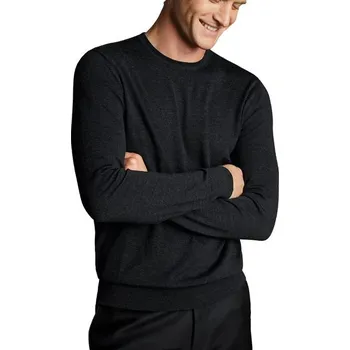 Pánský svetr Charles Tyrwhitt Merino Crew Neck Jumper — Charcoal