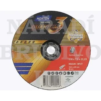 Příslušenství k nářadí Norton Brusný kotouč 230x7x22,23 NQ24N QUANTUM3 INOX 8719362109246