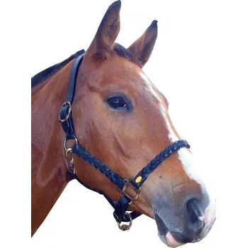 F.R.A. Ohlávka kožená Amar F.R.A., pletená, černá PONY