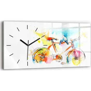 Hodiny Moderní skleněné nástěnné hodiny s potiskem 60 cm x 30 cm Malované kolo