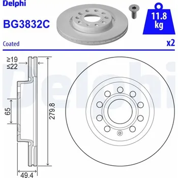 Brzdový kotouč Brzdový kotouč DELPHI BG3832C