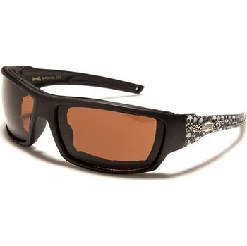 CHOPPERS Pánské Biker Sluneční brýle s lebkou Hnědé Olympic eyewear 97k-cube