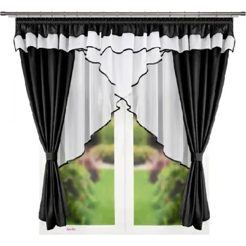 Záclona Fliying Voálová záclona s řasící páskou L 624 černá, 400 x 150 cm