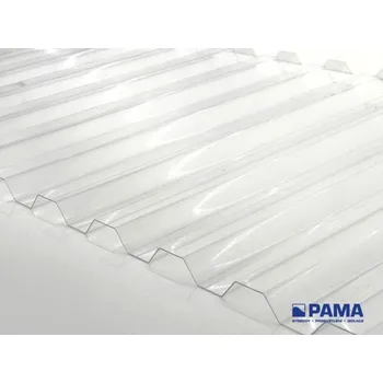 Průsvitná krytina Brianza Plastica Polykarbonátová deska trapézová 76/18, 0,8mm, čirá, 1265mm x na míru, 1x UV ochrana - DECOPOL ELYSOL