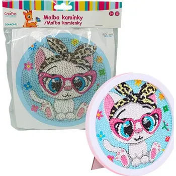 Diamantové malování Diamantové malování s rámem - Kreslené bílé koťátko 17 cm