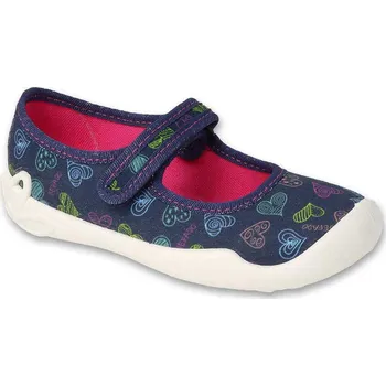 Dívčí bačkory BEFADO 114X535 dívčí balerínky modré srdíčka 35 114X535_35
