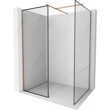 Mexen Kioto sprchová stěna Walk-in 110 x 110 cm, černý rám, růžové zlato - 800-110-202-60-70-110 Sprchové stěny
