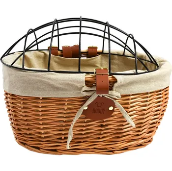 ROONY Proutěný košík na kolo pro psa nebo kočku vpředu BÉŽOVÁ