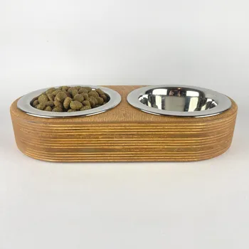 miska pro kočku Wook | misky s dřevěným stojanem 2x 0,2l Barva: bílý dub