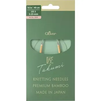 Jehlice Clover kruhové otočné fixní jehlice Pro Takumi 40cm 3,25mm (Clover Circular knitting needles PRO Takumi)