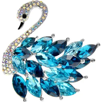 Brož B-TOP Třpytivá brož Labuť