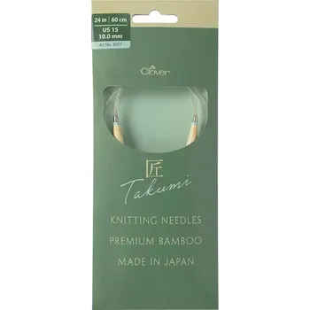 Jehlice Clover kruhové otočné fixní jehlice Pro Takumi 60cm 10mm (Clover Circular knitting needles PRO Takumi)