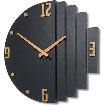 Hodiny Dřevěné hodiny na zeď ASYMETRIA černé