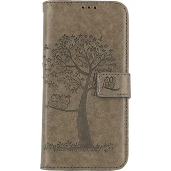 Pouzdro na mobilní telefon Pouzdro Samsung A16 knížkové Šedý strom sovičky (kryt neboli obal na Samsung A16)