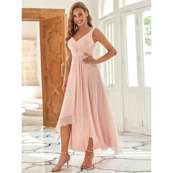 Dámské šaty Večerní šaty bez rukávů s výstřihem do V - CHYBNÉ OBRÁZKY Barva: Růžová, Velikost: 7XL