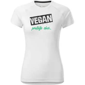 Dámské tričko DOBRÝ TRIKO Dámské funkční tričko s potiskem Vegan, protože chci Velikost: 2XL, Barva: Bílá