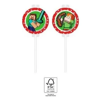 Minecraft TNT slámky na pití papírové 4 ks p95663