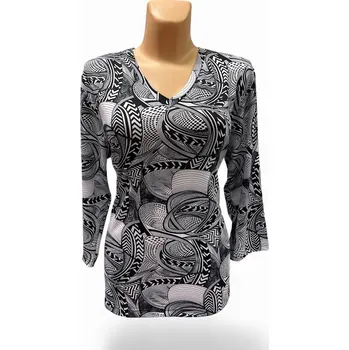 Dámská tunika Halenka GERA, Barva Bílá s černým tiskem, Velikost XXL52, Materiál 98% Polyester 2% Lycra