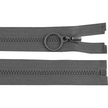 Galanterie Kostěný zip 4 mm dělitelný s kroužkem délka 50 cm - 319 šedá ocelová